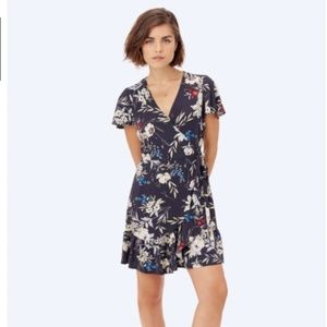 Navy Print Wrap Dress